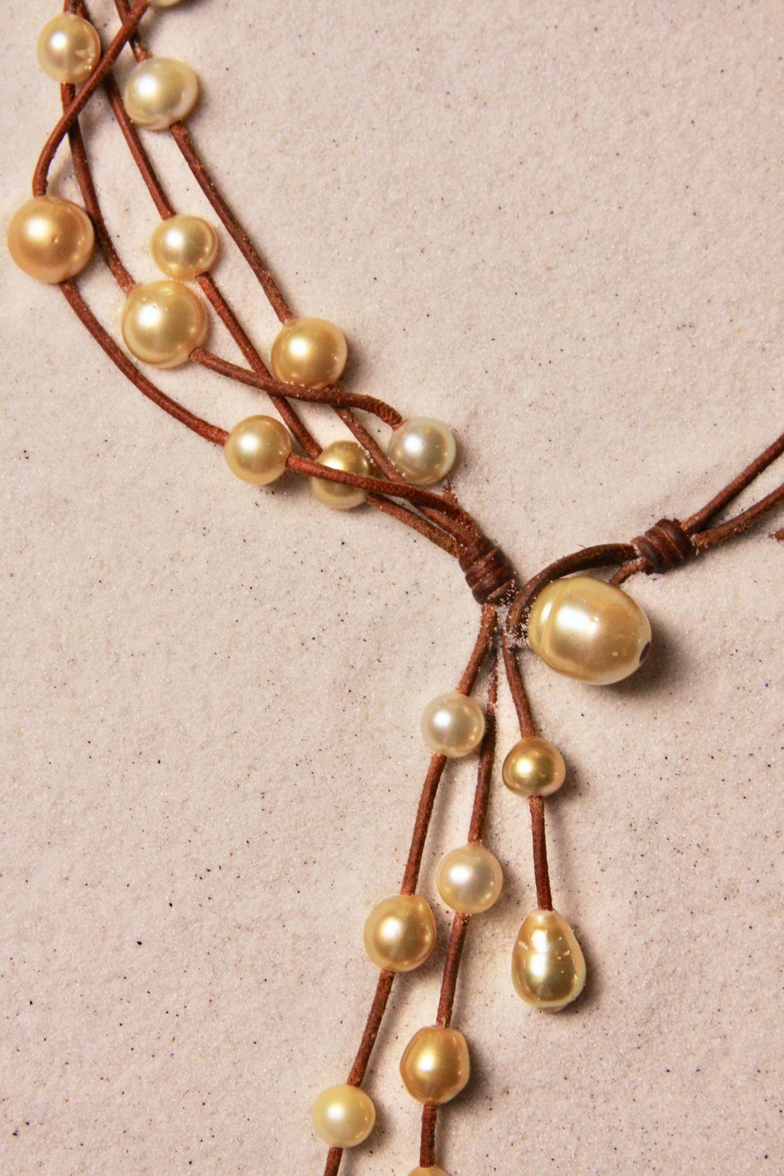 Music Necklace Four Strand Gold