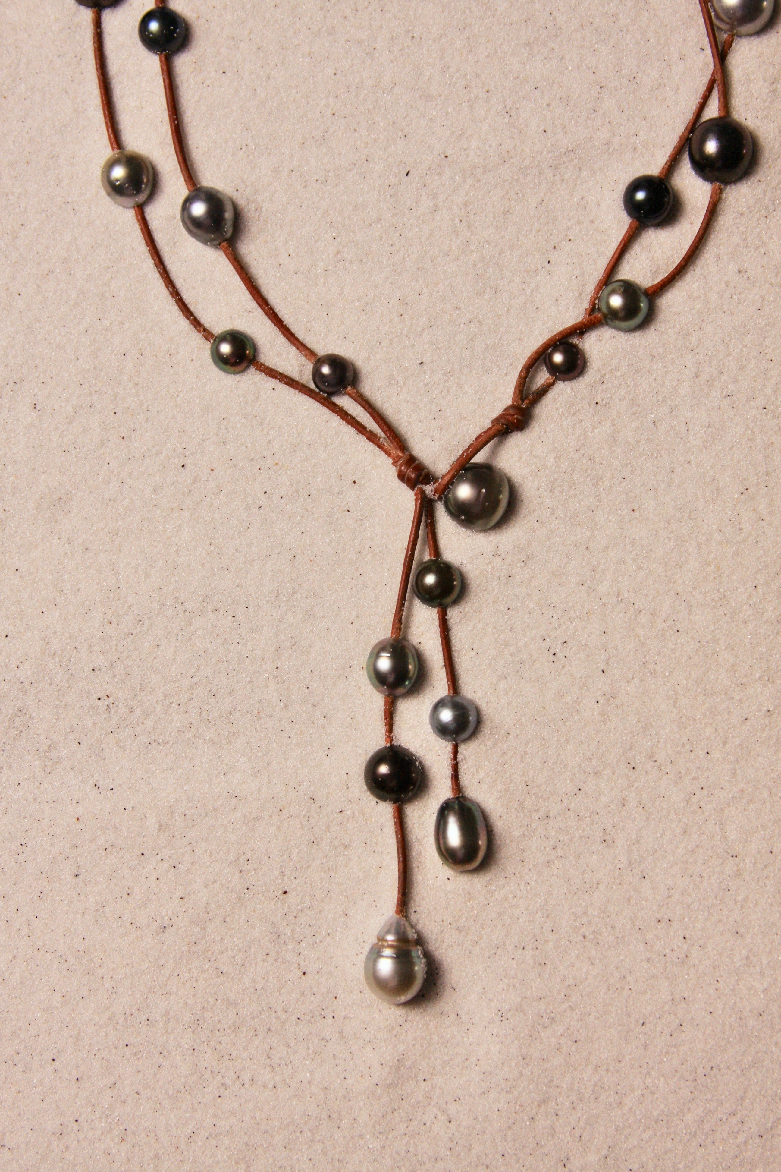 Music Necklace Two Strand Black