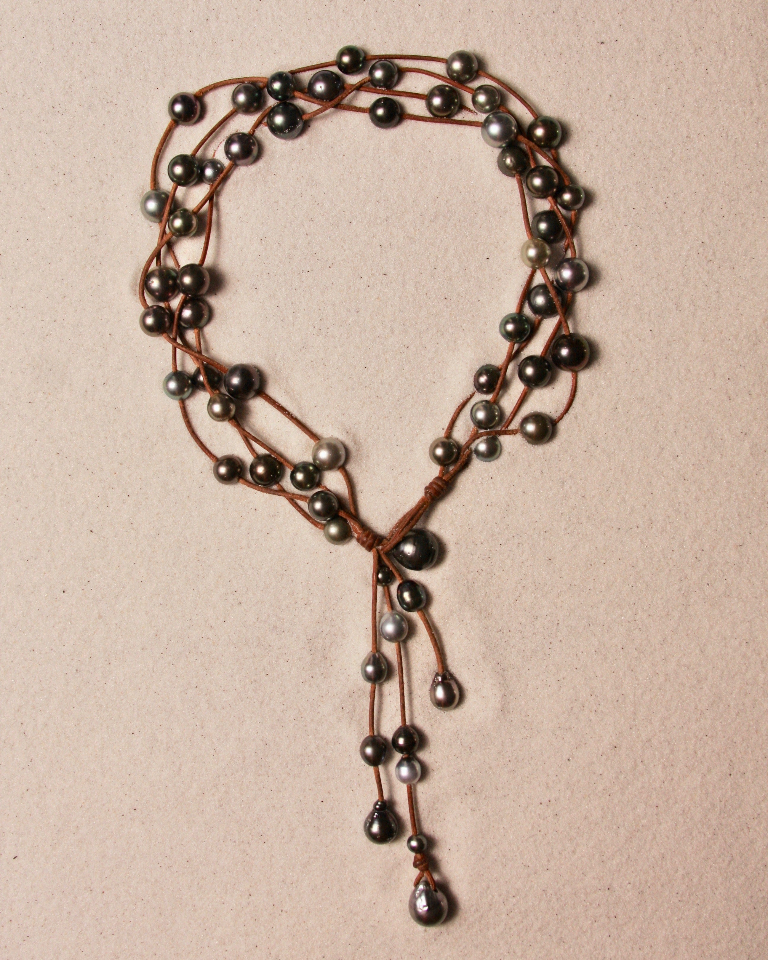 Music Necklace Four Strand Black