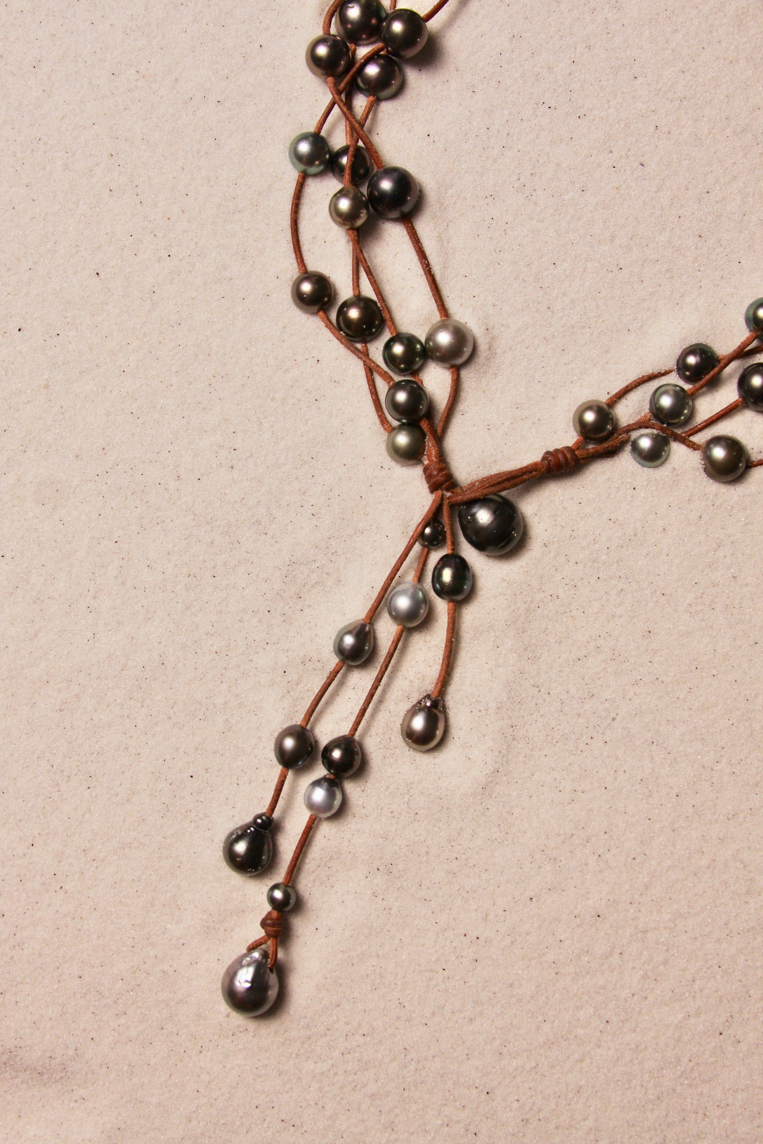 Music Necklace Four Strand Black