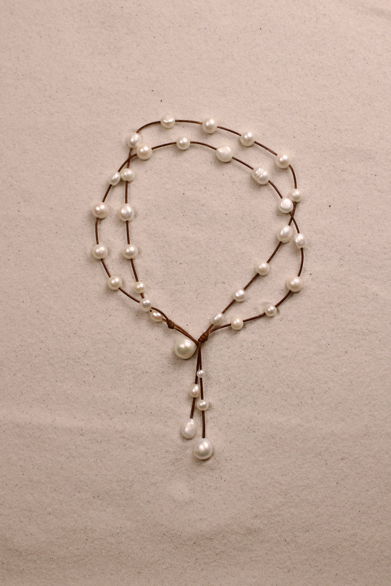 Music Necklace Two Strand White