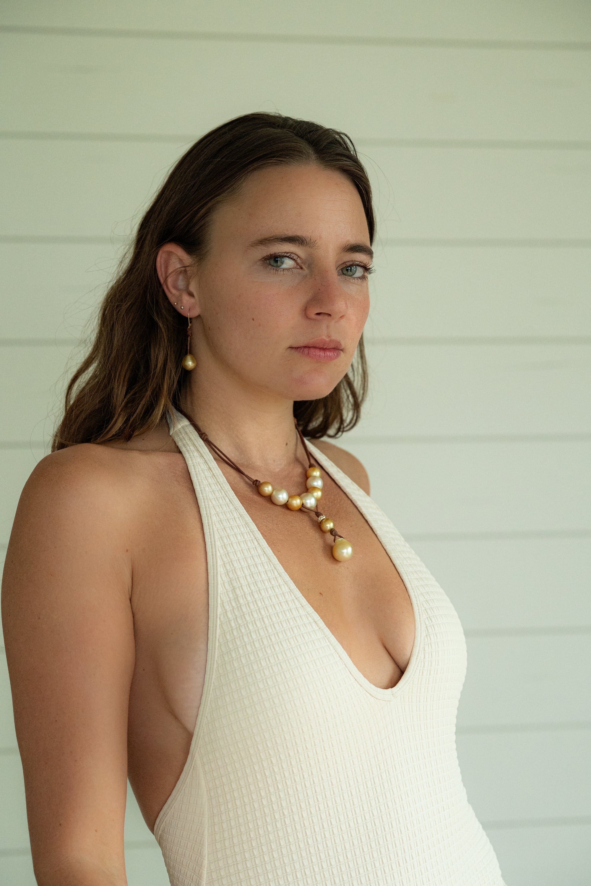 Gold South Sea Drop Earrings