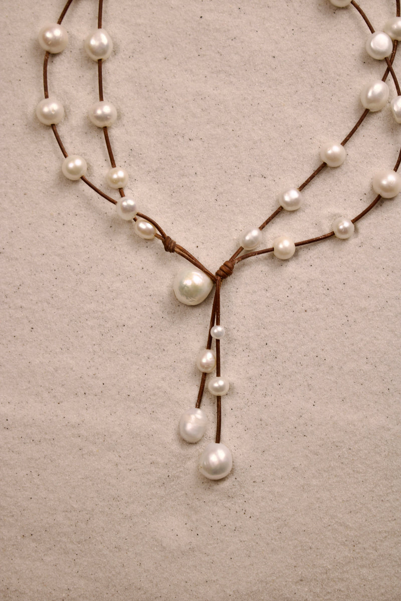 Music Necklace Two Strand White