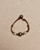 White South Sea &  Black Tahitian Daisy Bracelet