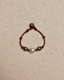 Black Tahitian & White South Sea Daisy Bracelet