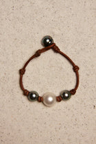 Black Tahitian & White South Sea Daisy Bracelet