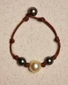 Black Tahitian & South Sea Gold Daisy Bracelet