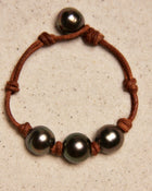 Tahitian Three Pearl Bracelet with Knots