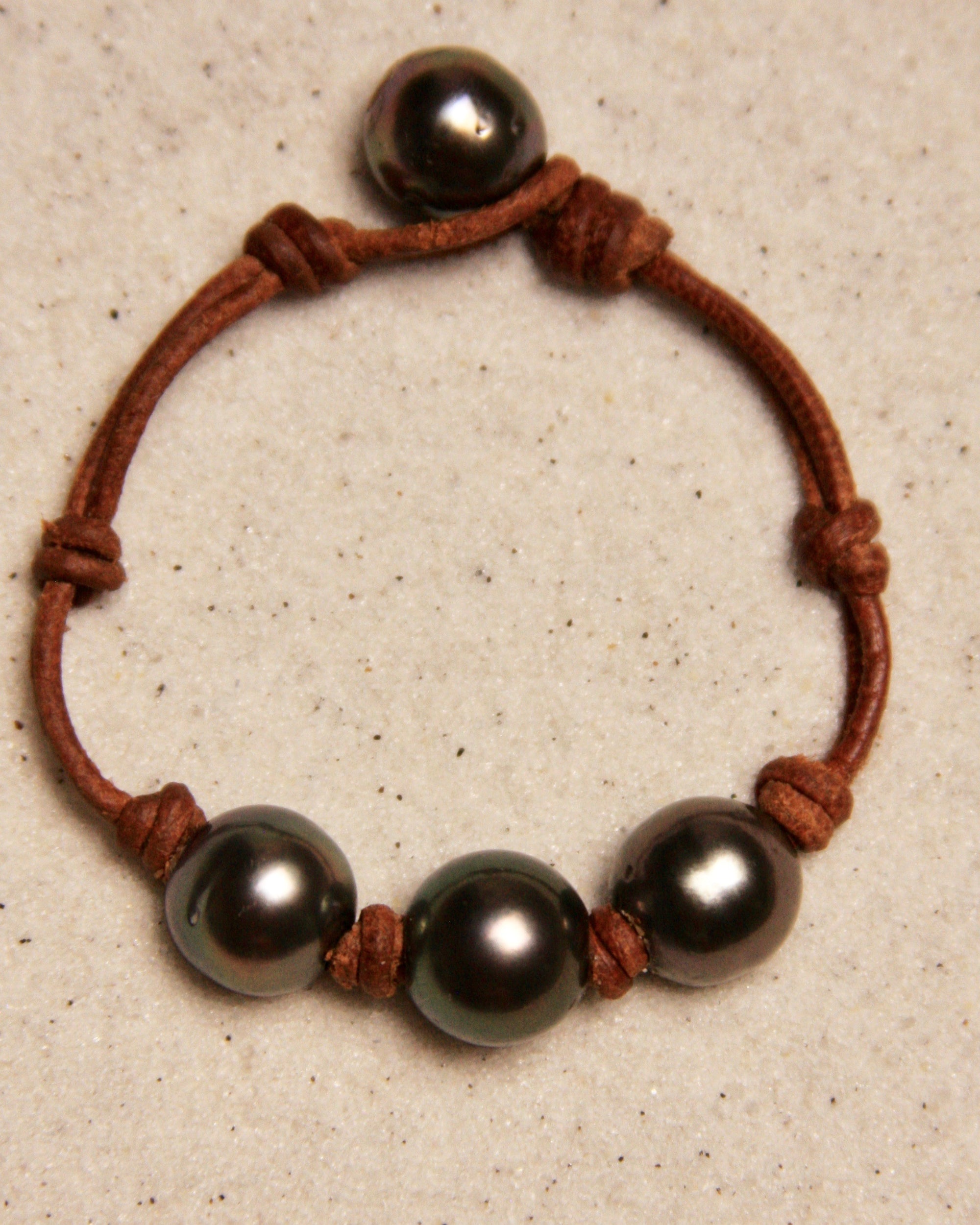 Tahitian Three Pearl Bracelet with Knots