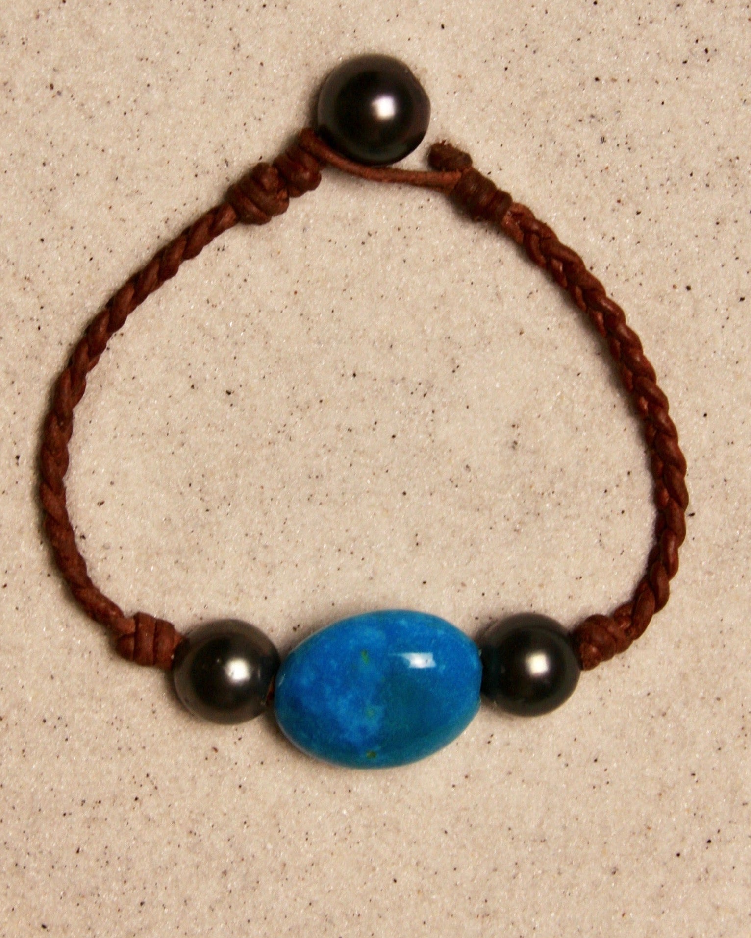 Tahitian & Turquoise Braided Bracelet