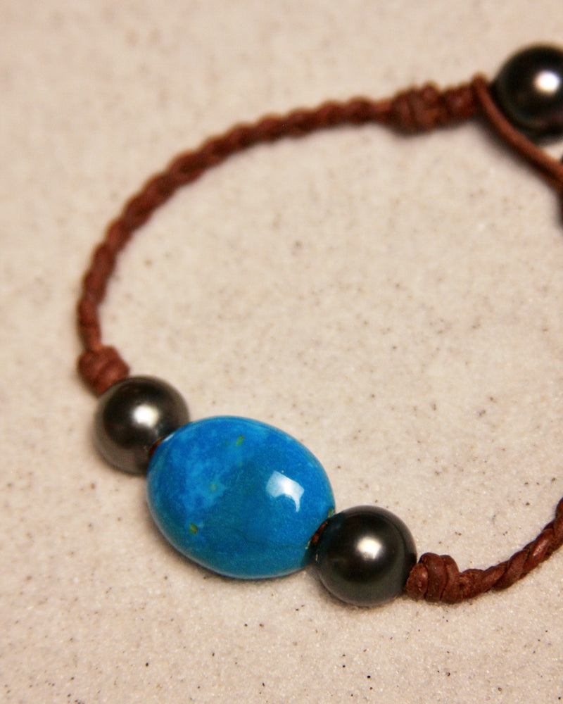 Tahitian & Turquoise Braided Bracelet