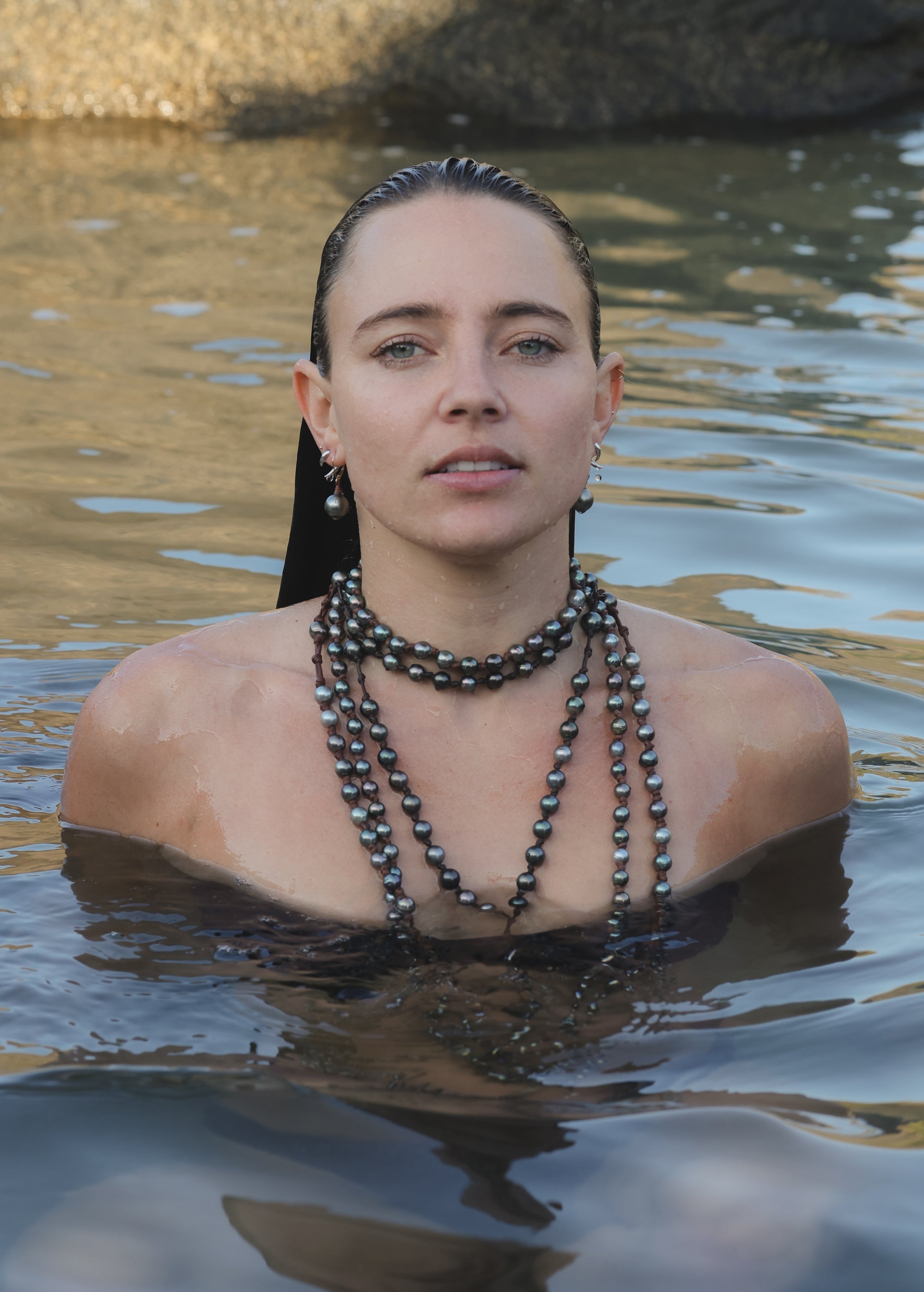Black Tahitian Rosary With Cross