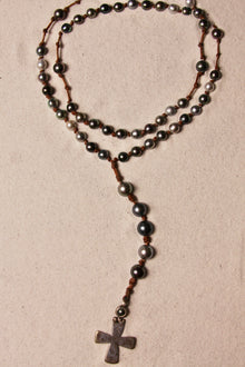 Black Tahitian Rosary With Cross
