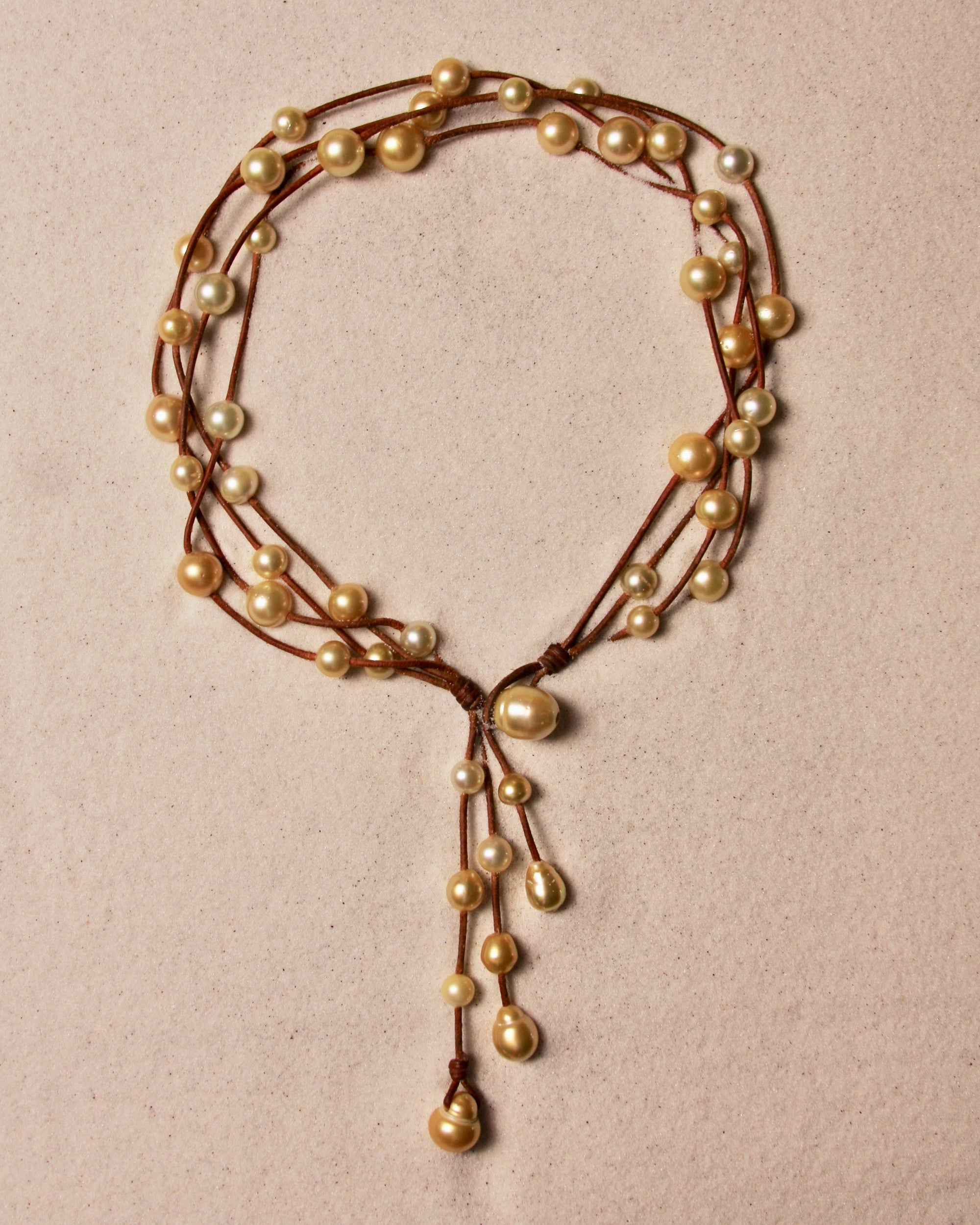 Music Necklace Four Strand Gold
