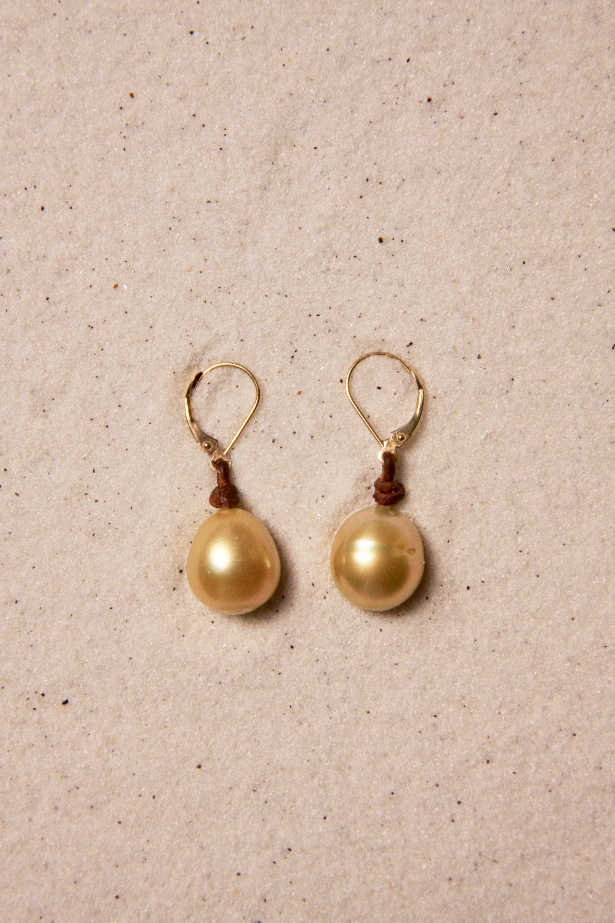 Gold South Sea Drop Earrings
