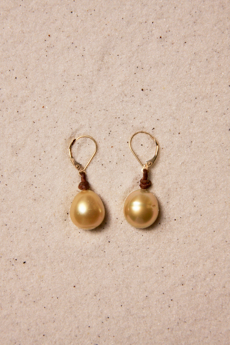 Gold South Sea Drop Earrings