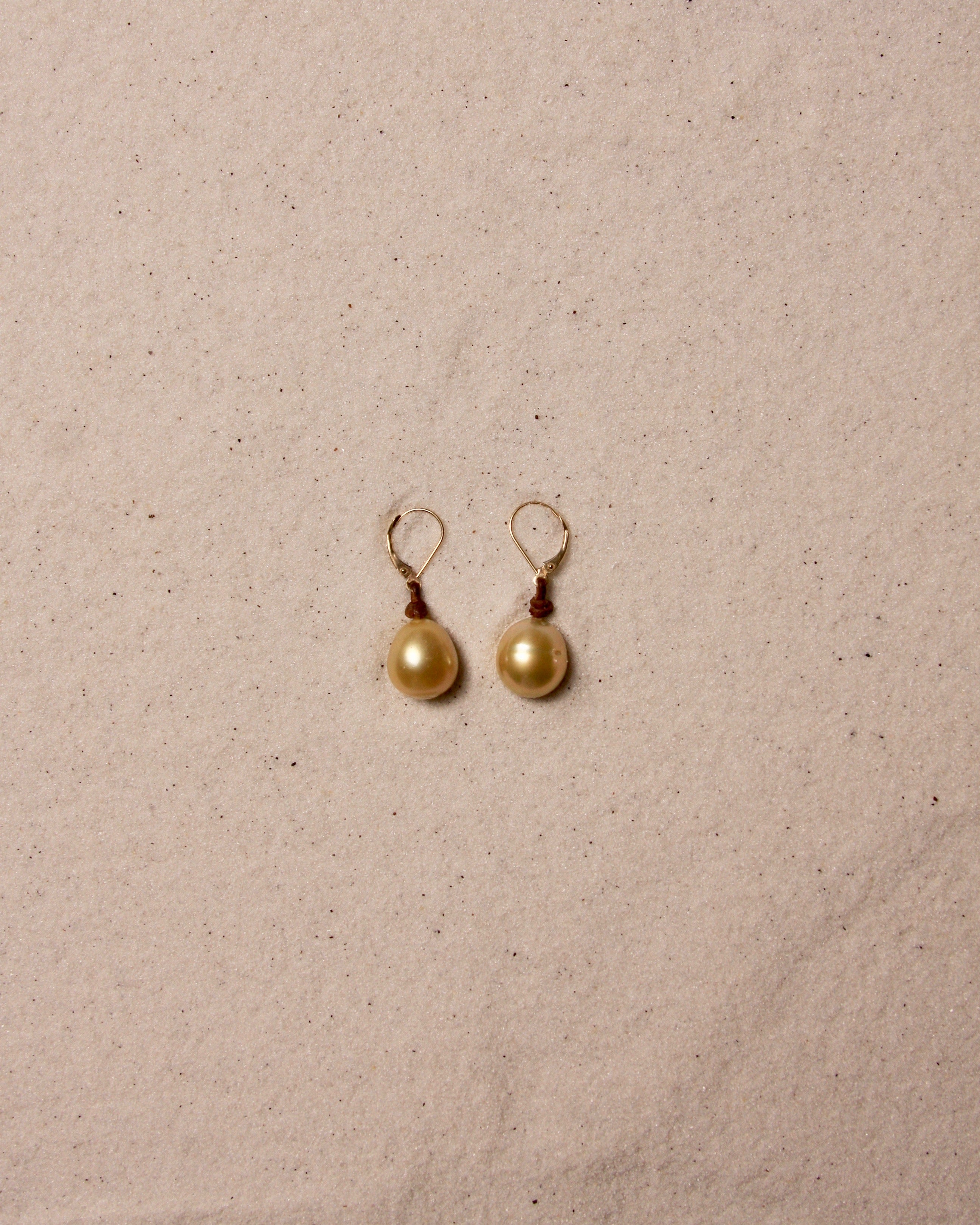Gold South Sea Drop Earrings