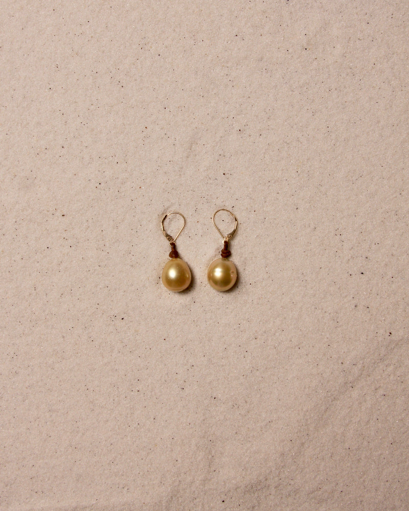 Gold South Sea Drop Earrings
