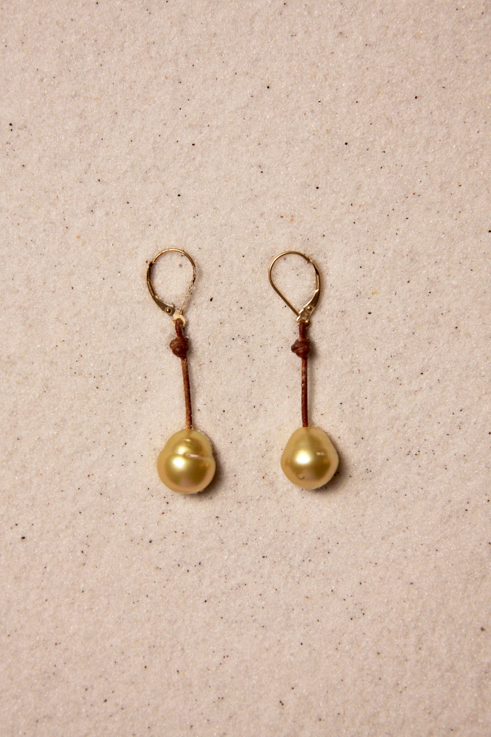 Gold South Sea Drop Earrings
