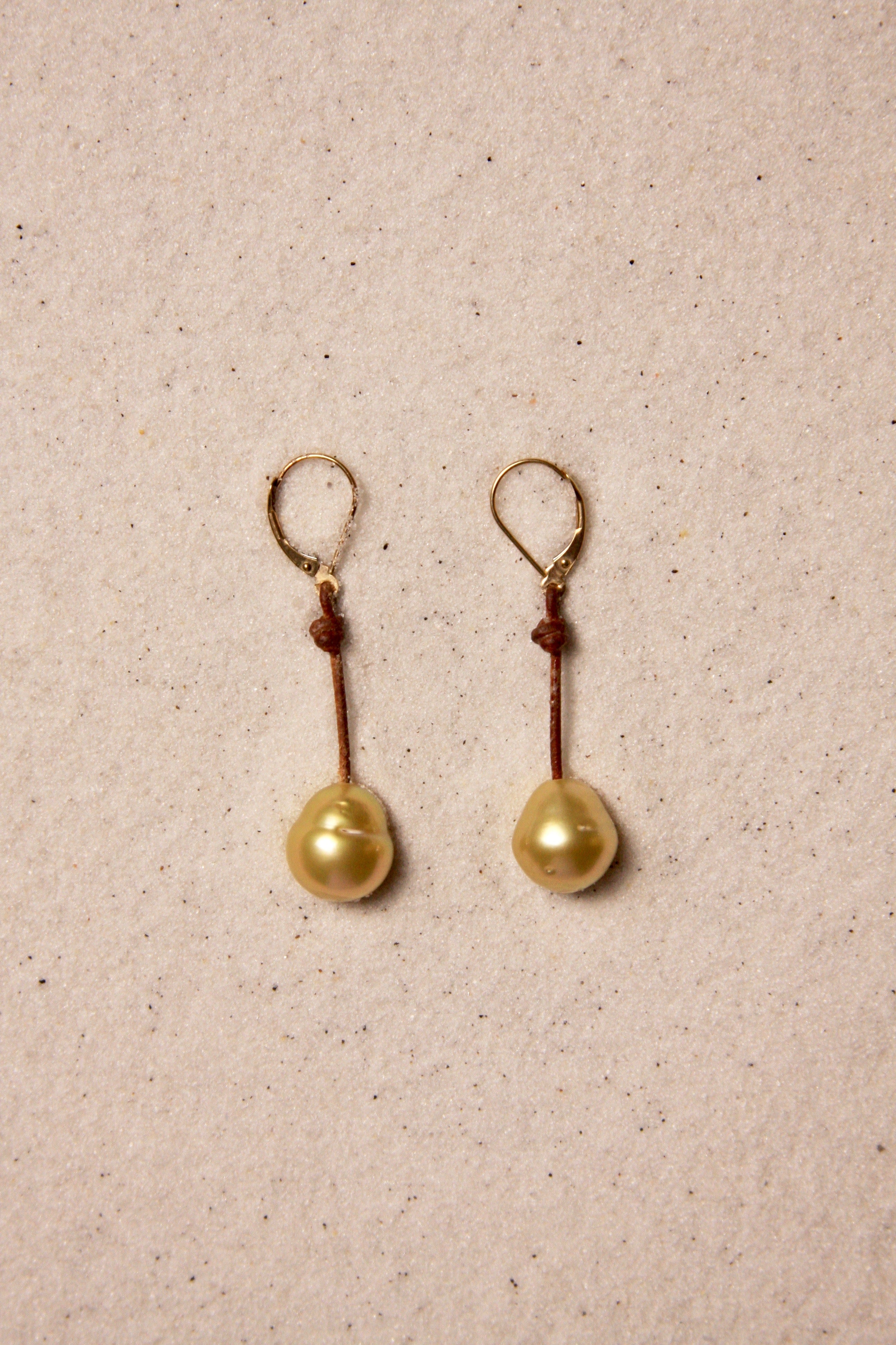 Gold South Sea Drop Earrings