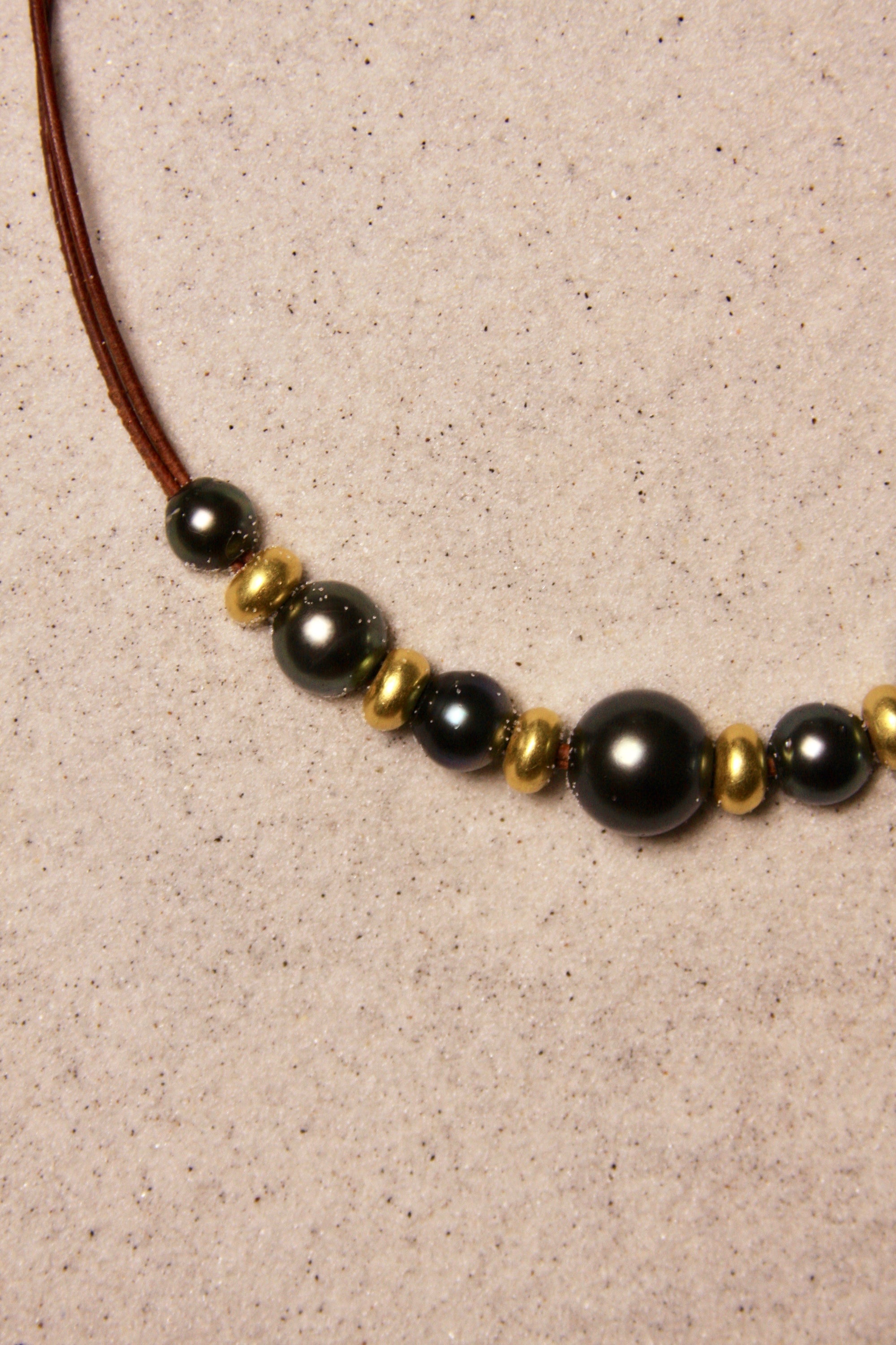 Black Tahitian & Gold Choker