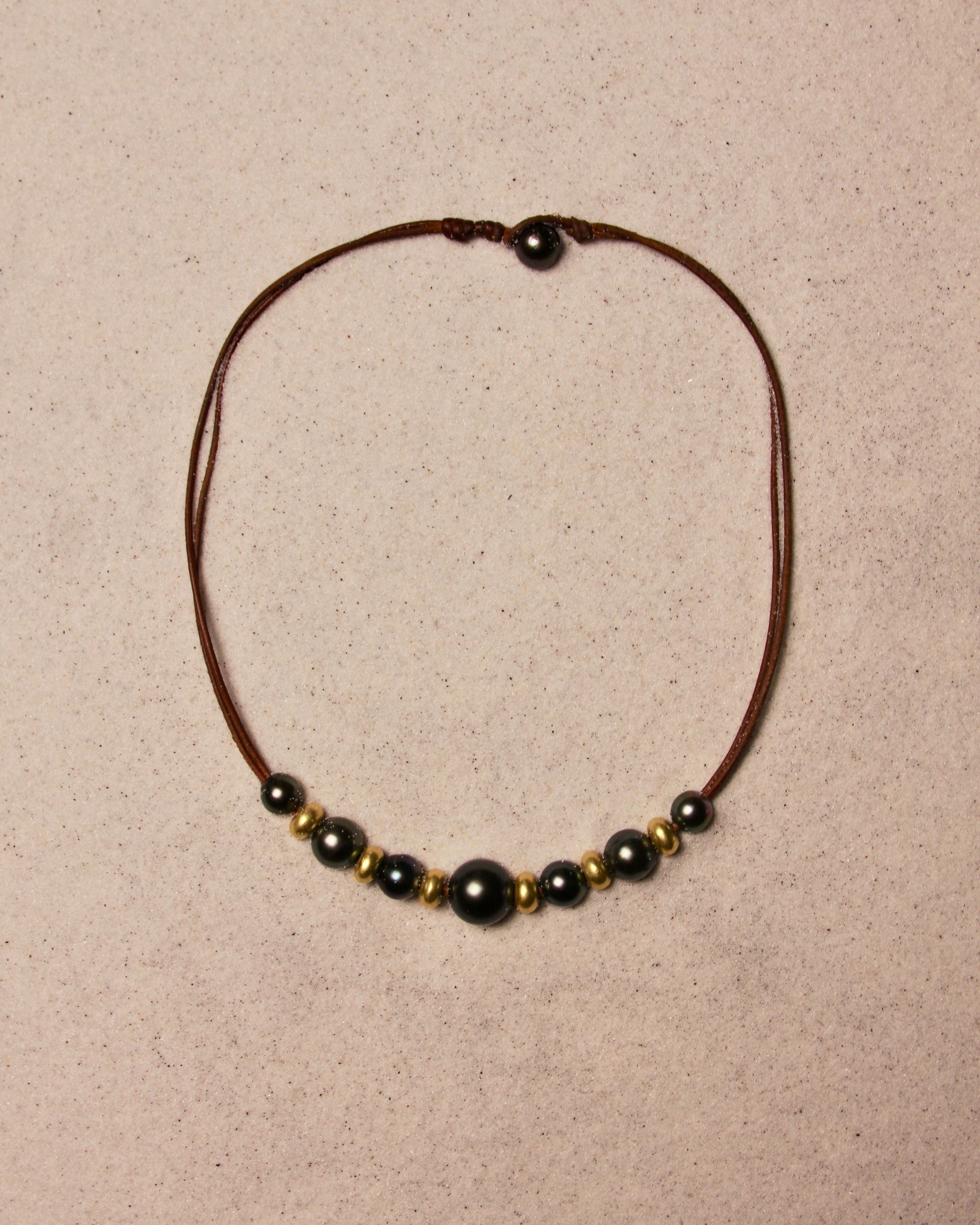 Black Tahitian & Gold Choker