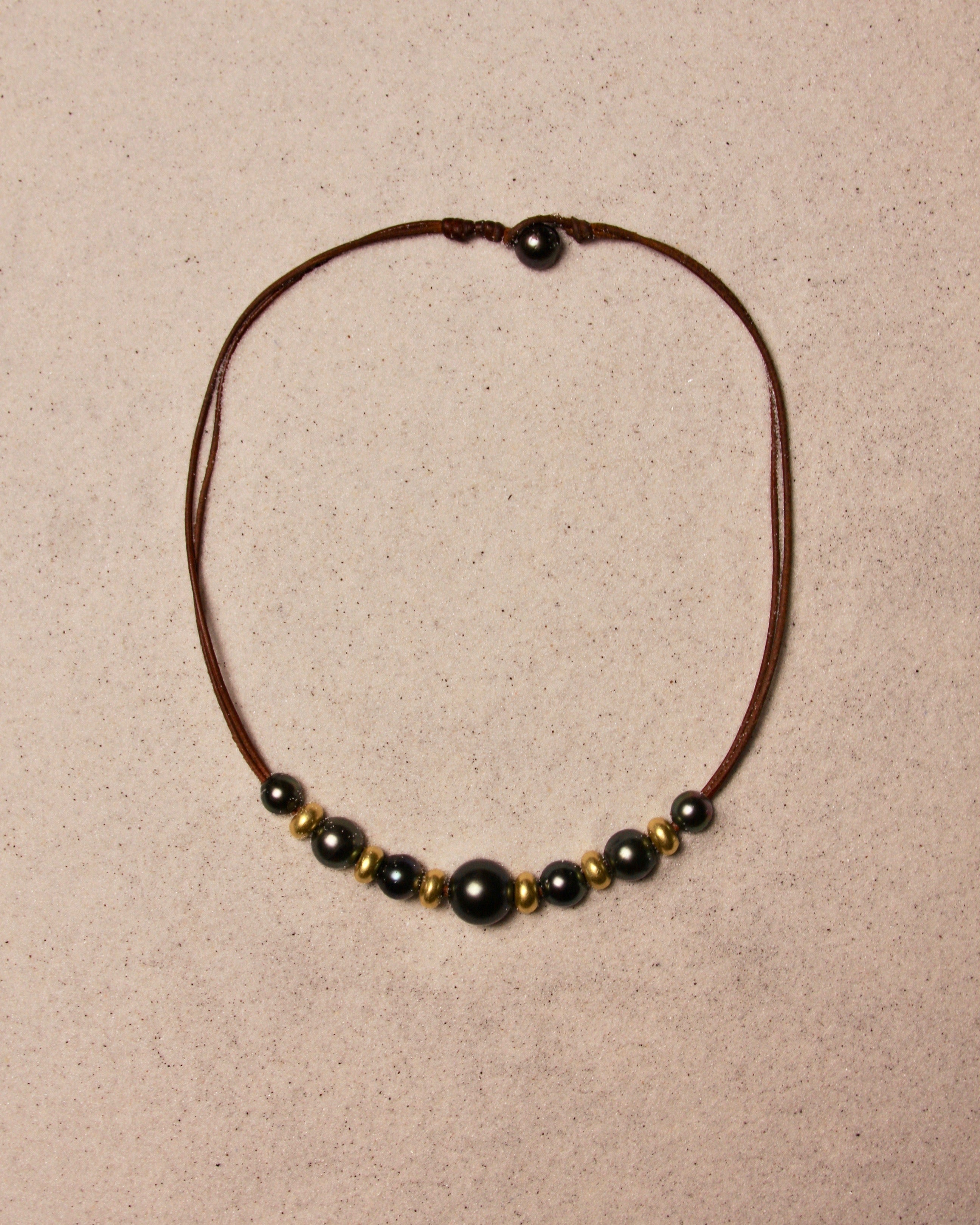 Black Tahitian & Gold Choker