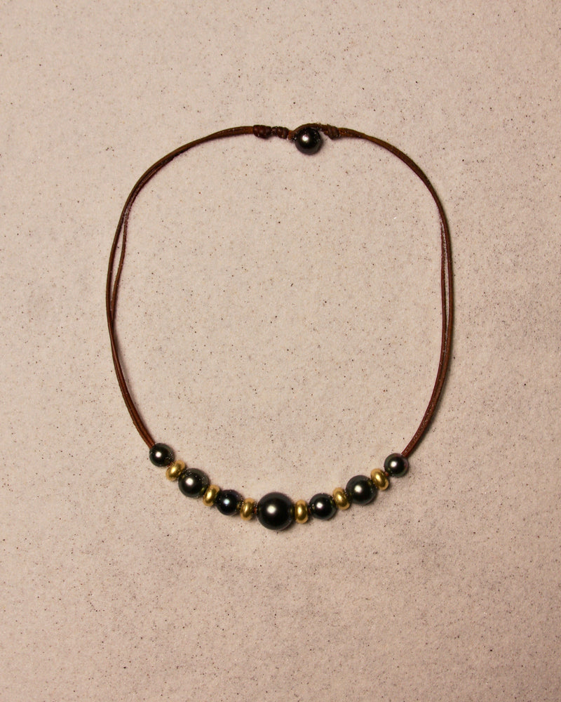 Black Tahitian & Gold Choker