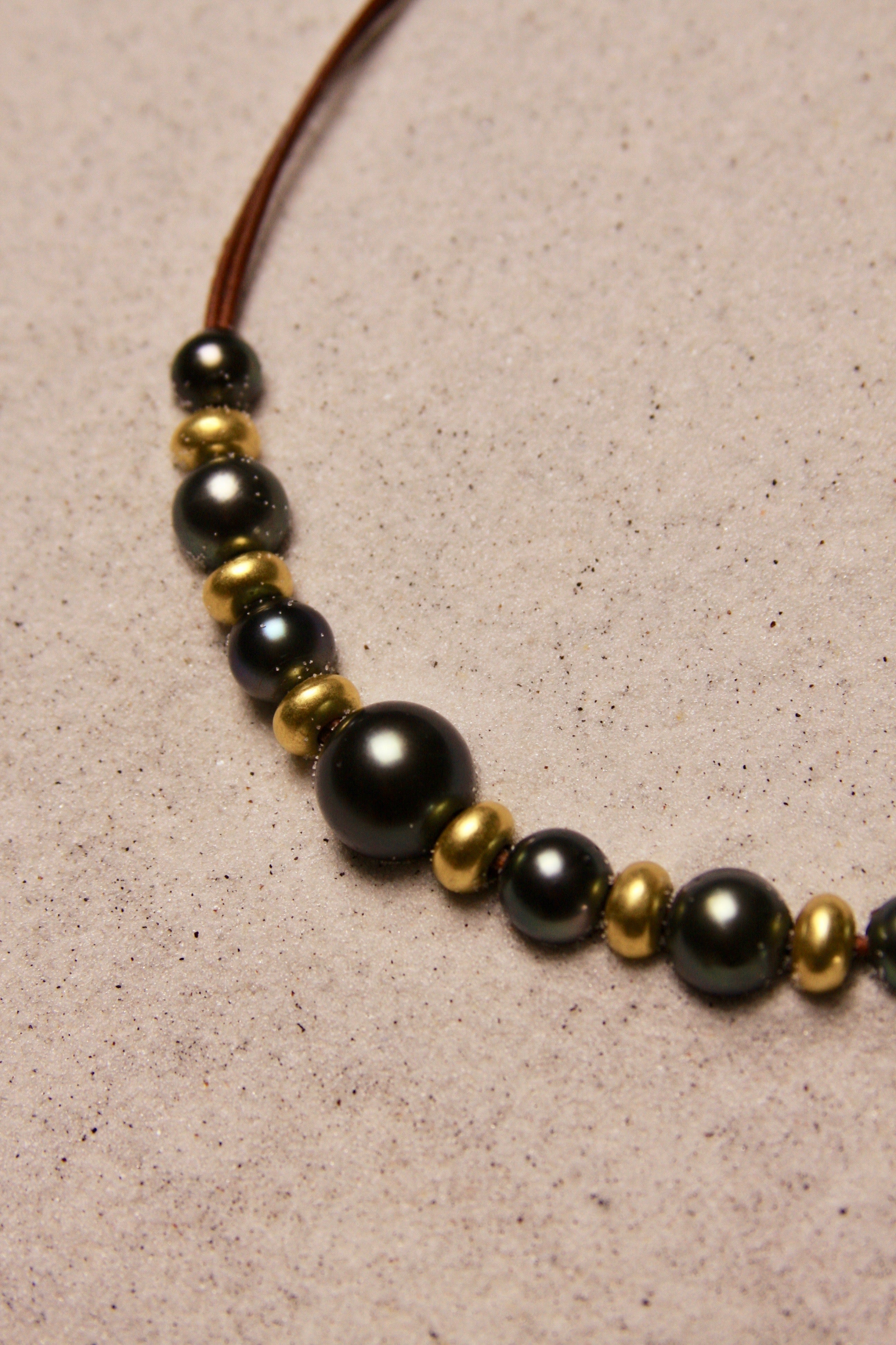 Black Tahitian & Gold Choker